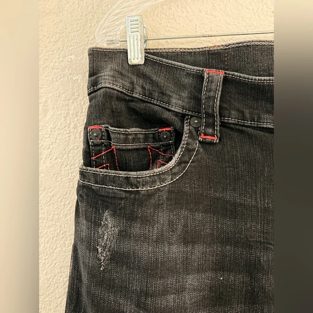 True Religion Skinny Moto Stitch Jeans Mens Black 34 W & 33 L